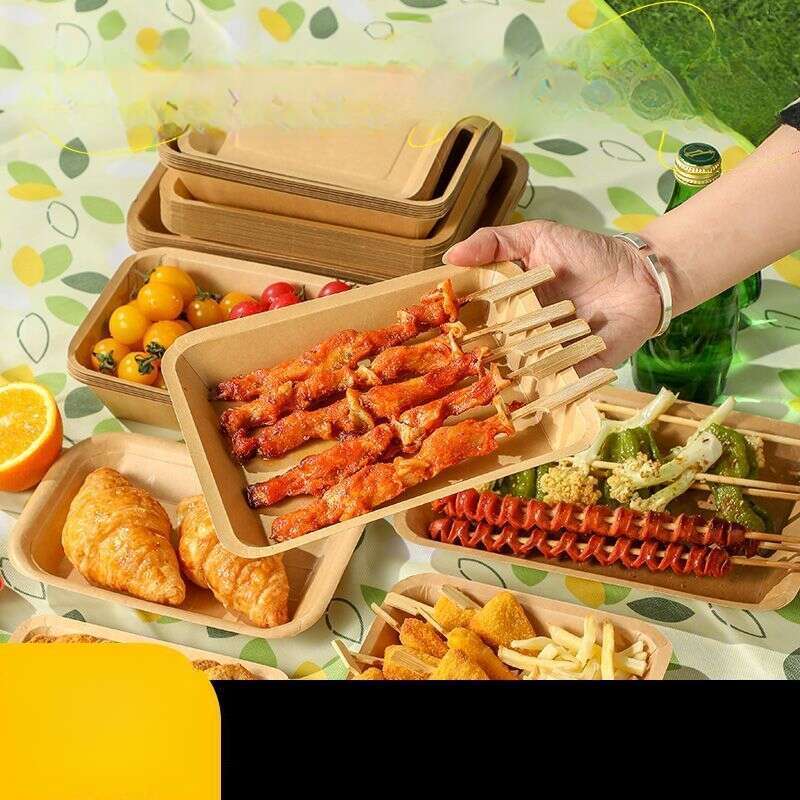 Tăvi de hârtie kraft rezistente la ulei de unică folosință, farfurii de picnic, frigărui pentru grătar, cartofi prăjiți, tăvi pentru gustări_voghion.com