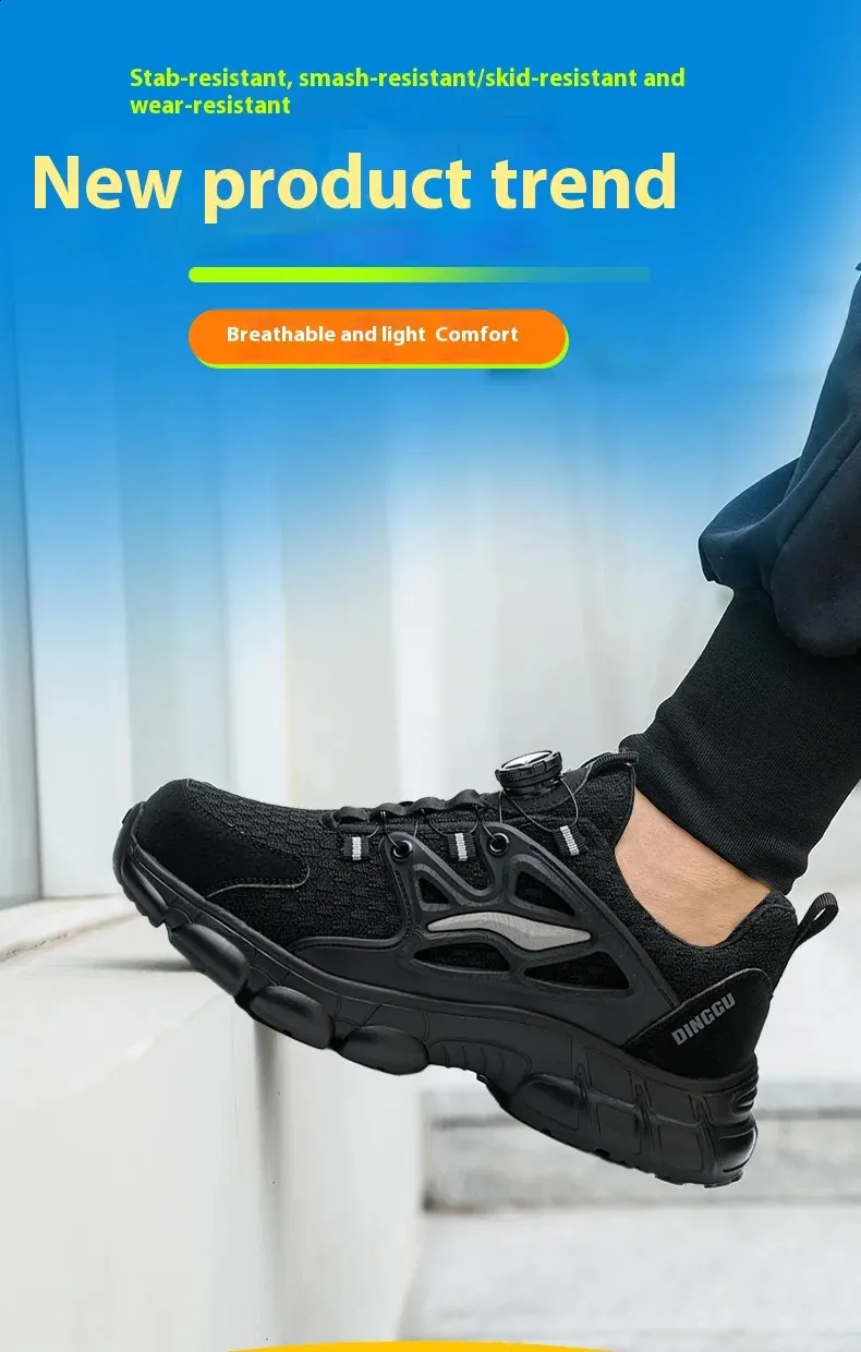 Rotating Button Mens Womens Steel Toe Plus Size 47 48 Work Sports Shoes Protective Safety Boots 250226_voghion.com