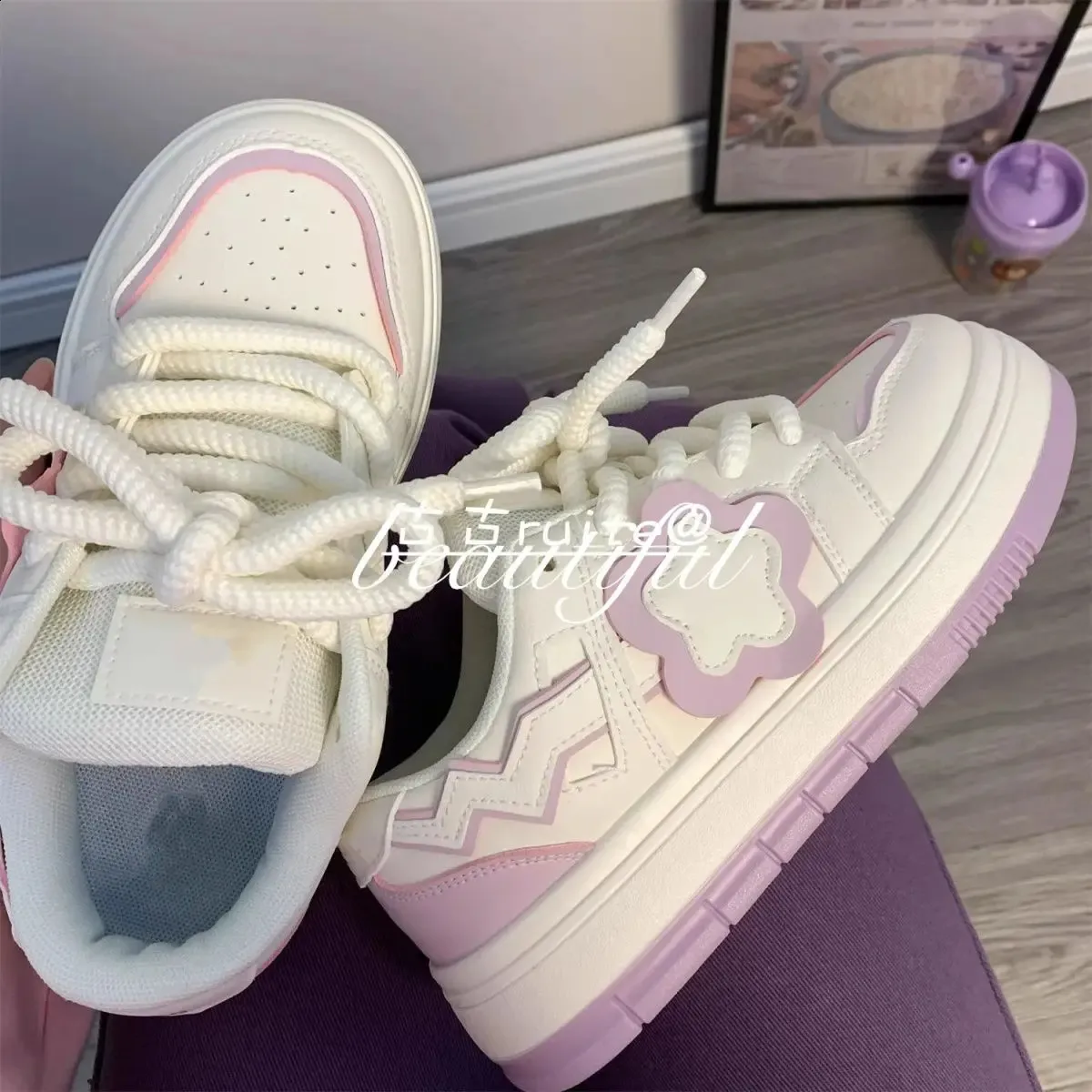 Kawaii Platform Sneakers Women Flat Sports Shoes Spring Summer Cute Casual Vintage Tennis Female Vulcanize White Korean_voghion.com