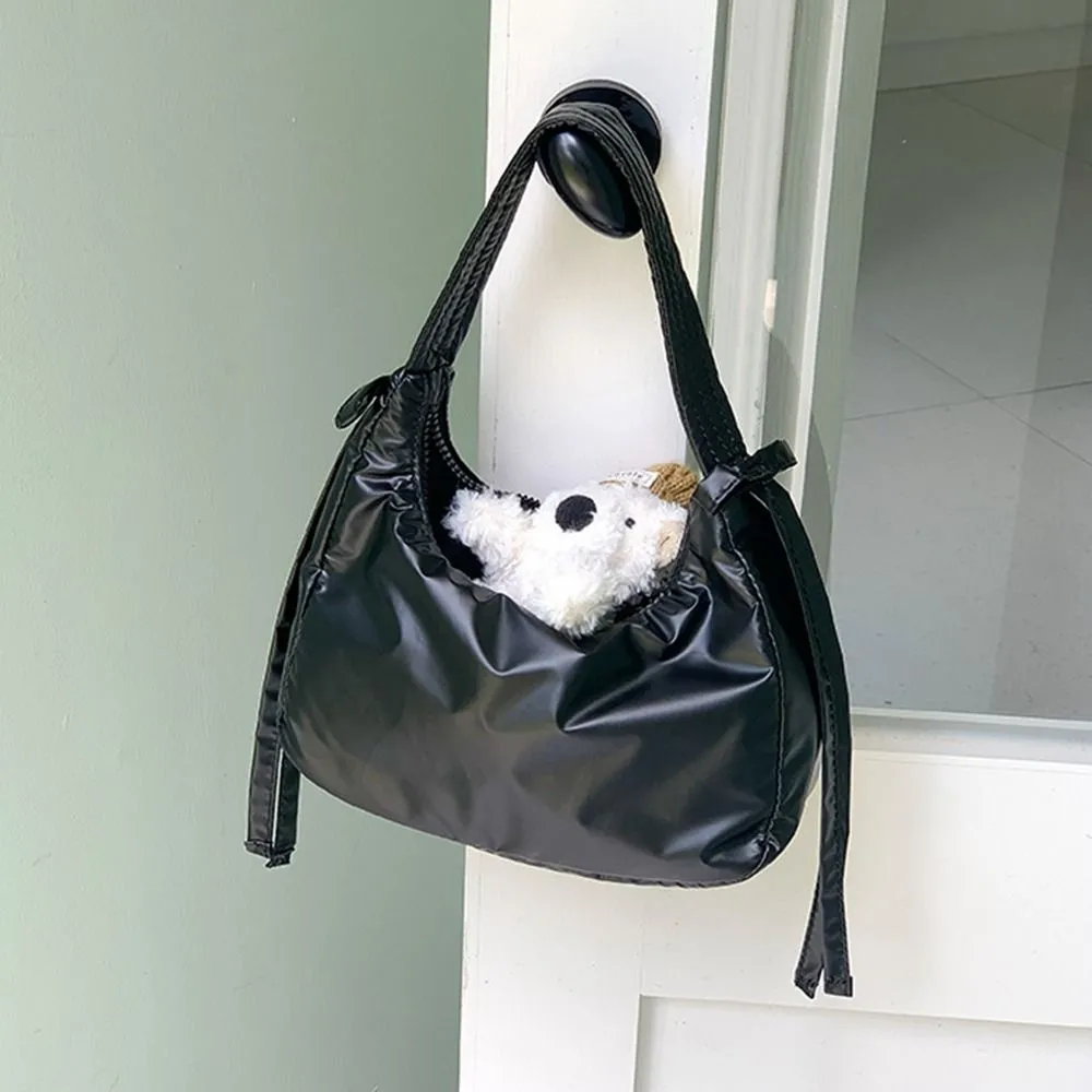 Borsa a tracolla in tessuto Oxford con fiocco in nylon, versatile, stile coreano, da portare sotto le ascelle, semplice, coordinata, per ragazze_voghion.com