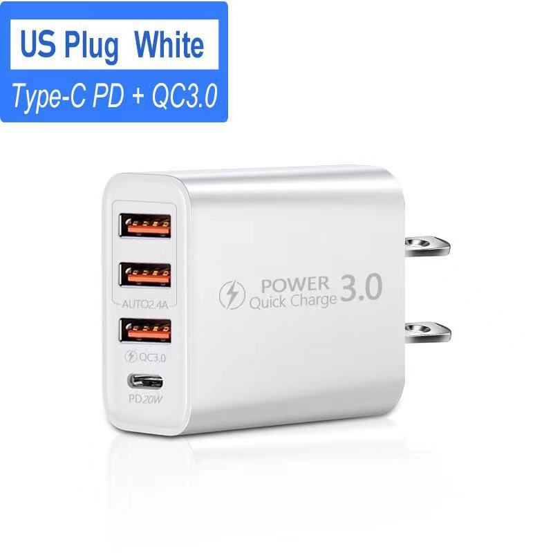 Accessories & Parts New 3USB+TYPE C multi port charger PD US and European power adapter 4 port charging head