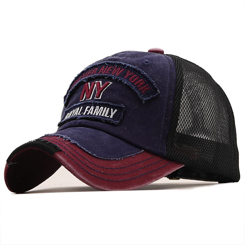 Mesh Baseball Cap With Ny Embroidery Cotton Sun Protection Hat_voghion.com