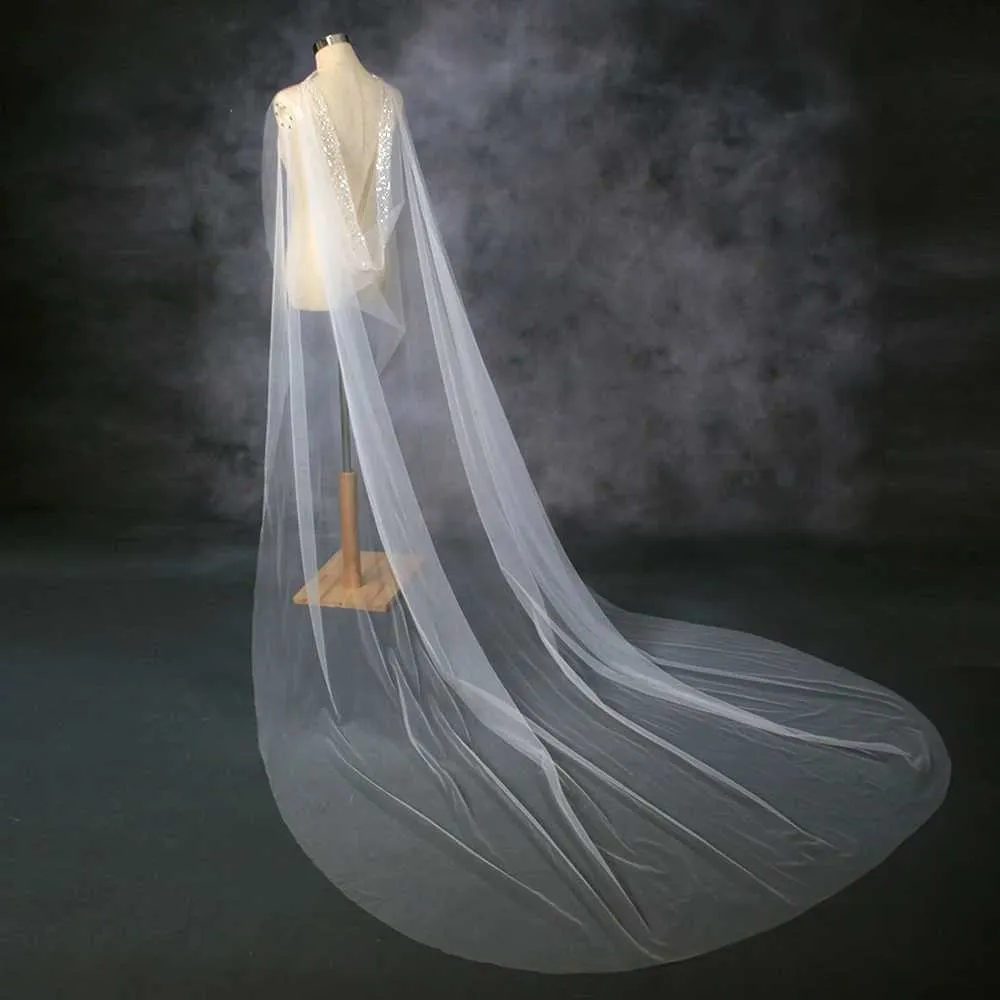 Haarsieraden Dames Lange Bolero Cape Sluier Bruidssjaals Jurk Zachte Tule Dekkingen Schouders Bruiloft Accessoires Voor Bruid_voghion.com