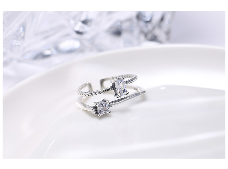 Special price Wanying Thai double-layer zirconium ring S pure silver irregular jewelry_voghion.com