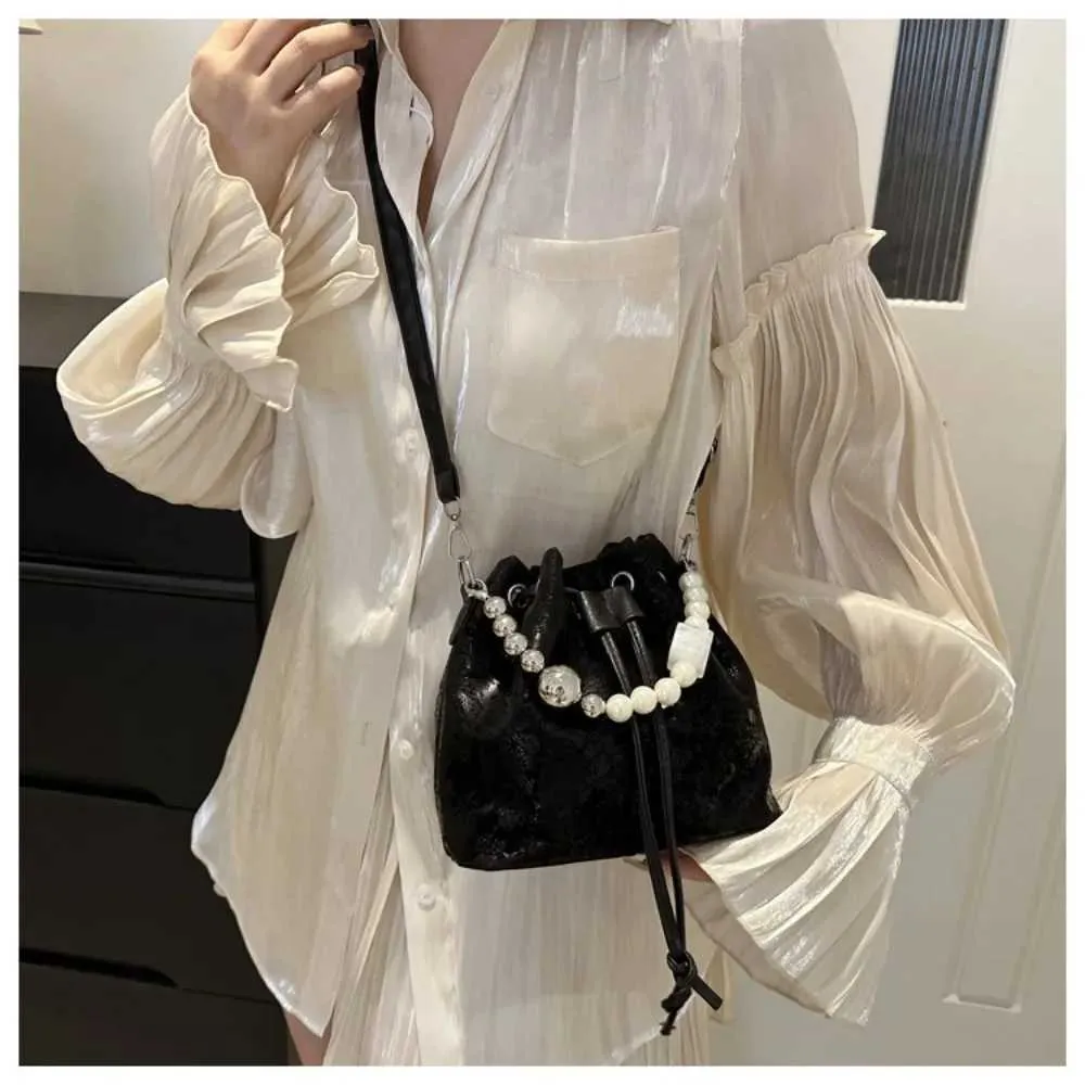 New Casual PU Cross Body Bead Handle Adjustable Strap Single Shoulder Bag Belt Drstring Design Durable Lady Ba241214_voghion.com