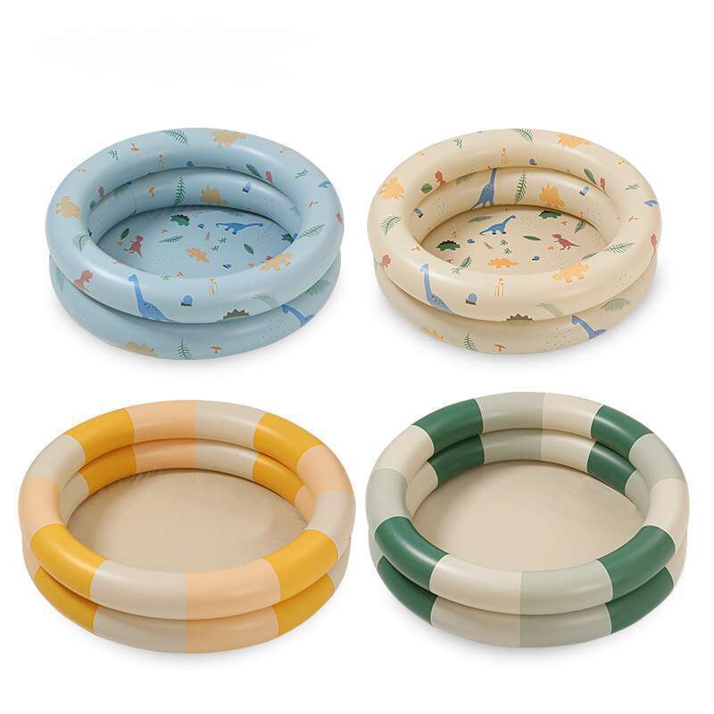 Inflatable Children's Swimming Pool Striped Dinosaur Circular Swimming Cushion Floating Baby Bath_voghion.com