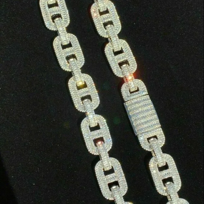 Mariner Link Chain With Moissanite Baguette Diamonds For Men_voghion.com