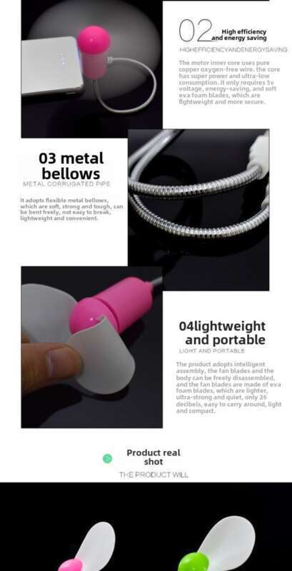 Draagbare mini slangvormige kleine laptop, USB-powerbank, desktopventilator, stille ventilator_voghion.com