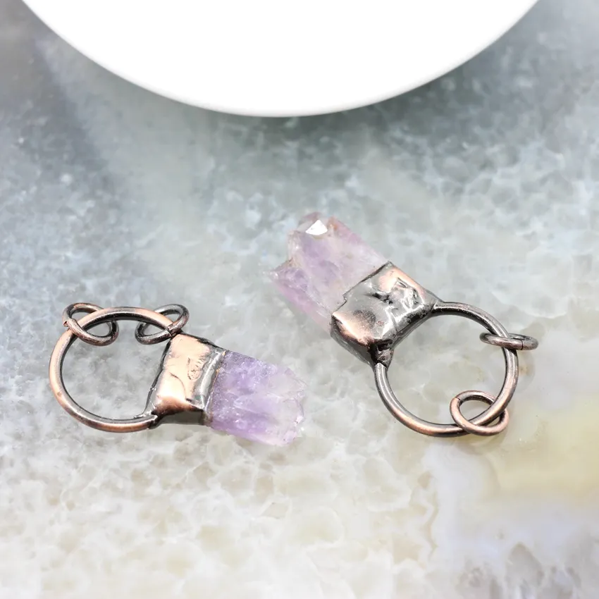 Collane con ciondolo in pietra naturale, ametiste, cristallo, ottone antico, lastra di quarzo, drusa, collana vintage per regalo di gioielli fai da te_voghion.com