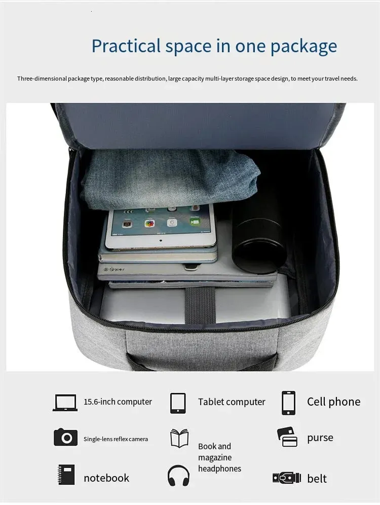 Uomo Borsa da bici sportiva con tracolla multifunzione, con serratura a password, impermeabile, porta di ricarica USB, antifurto, petto BA_voghion.com