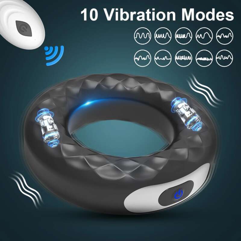 Inel vibrator pentru penis, întârziere ejaculare, stimulator scrot, jucărie sexuală pentru adulți, 18 perechi, fără fir, 2025_voghion.com
