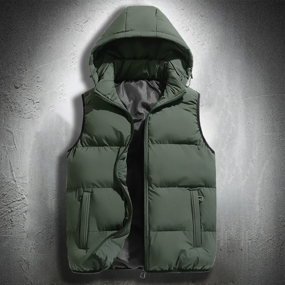 Men's Vests Hooded Vest Puffer Jacket Sleeveless Cotton Padded Jackets Keep Warm Thicken Autumn Winter Men Coats_voghion.com