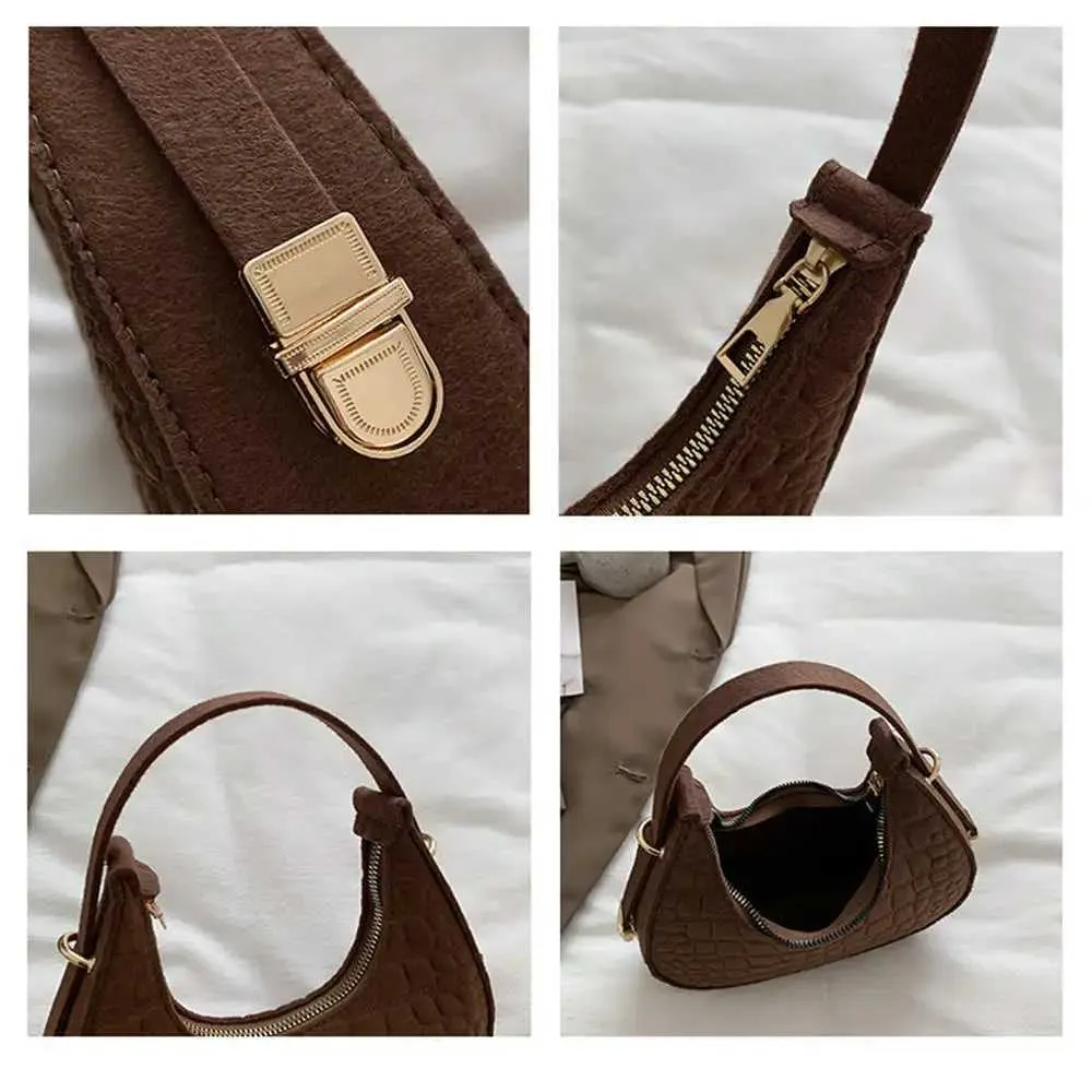 2024 New Alligator Pattern Shoulder Womens Small Handle Lower Arm Clutch Crescent Saddle Handbag Garbage Bag Y241123_voghion.com