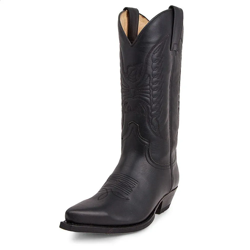 Men's Western Cowboy Boots Leather Lightweight Comfortable_voghion.com