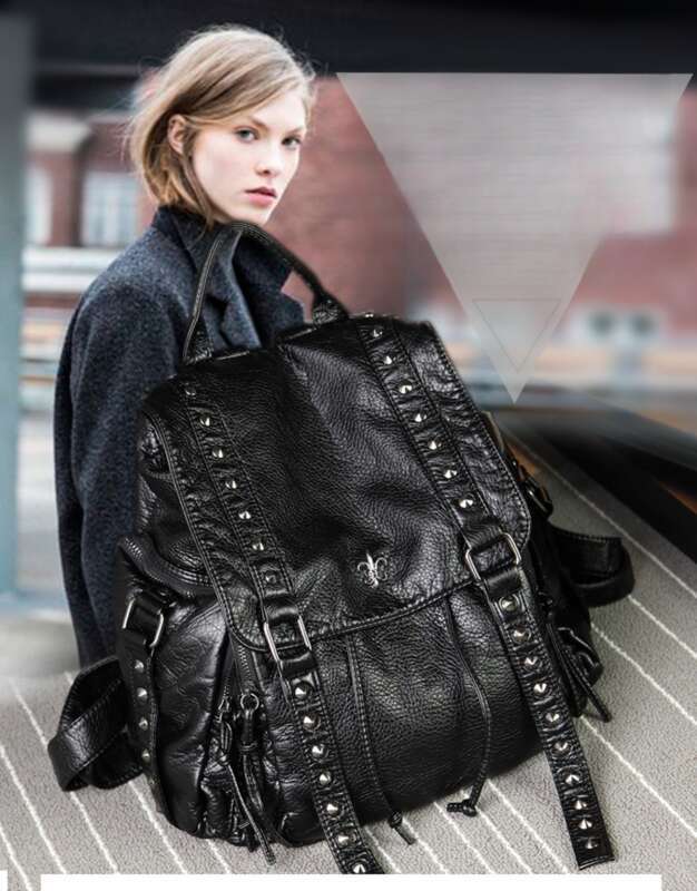 2025 Nuove borse da scuola alla moda con rivetti di grande capacità, tendenza per le donne_voghion.com