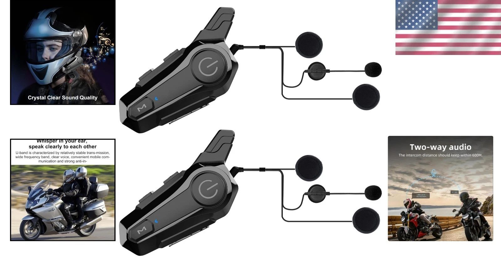 Motorcycle Bluetooth Headset Wireless Helmet Intercom Headphone With CVC Noise Reduction_voghion.com