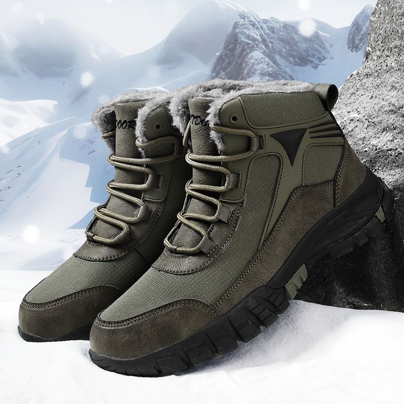 Grensoverschrijdende antislip wandelschoenen in grote maten, sneeuwfleece-verdikte sneaker, waterdicht, koudebestendig, warm, hoog model katoen_voghion.com
