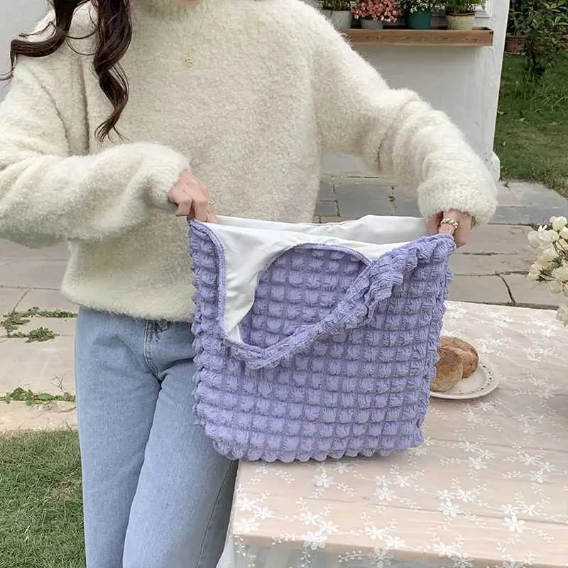 Ydlns Été Plissé Nuage Femelle Bonbon Couleur Grande Capacité Sac À Bandoulière Sacs À Main Shopping Filles Pochette Fourre-Tout_voghion.com