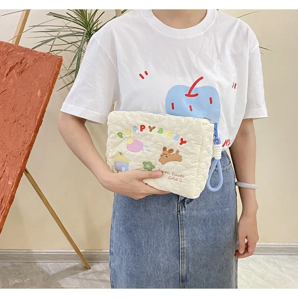 Cute Cartoon Print Makeup Cotton Large Capacity Storage Bag Cosmetic Organizer Pencil Case Toiletry Handbag_voghion.com