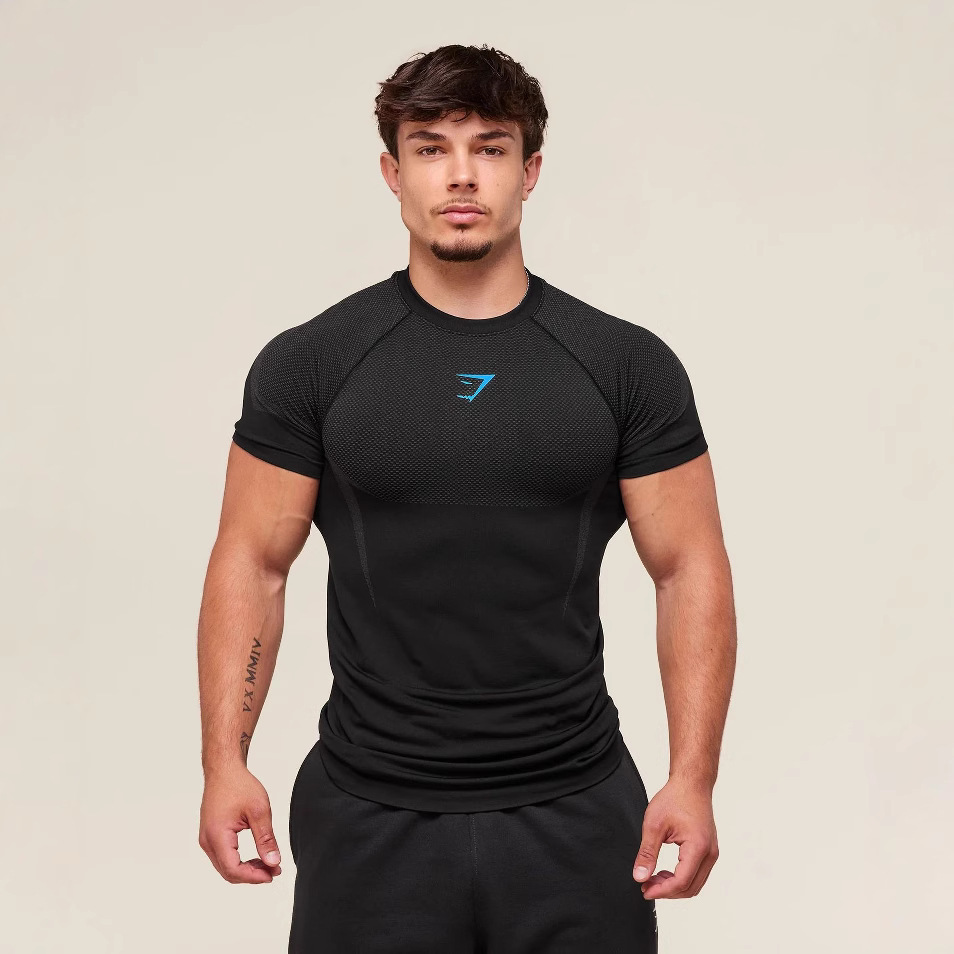 Fitness Top Men’s Casual Running Quick-Drying Breathable Tights Short Sleeve T-Shirt Men’s Muscle Shark