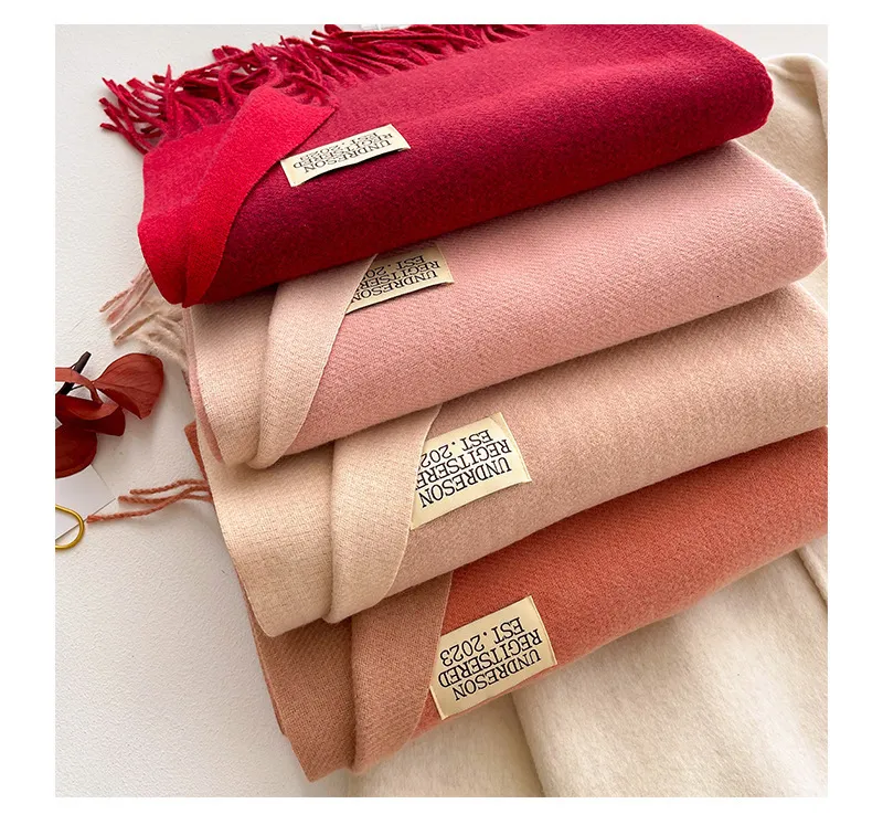 Sciarpa da donna in cashmere, 100% lana, calda e morbida, tinta unita, invernale, collo scialle 241007_voghion.com