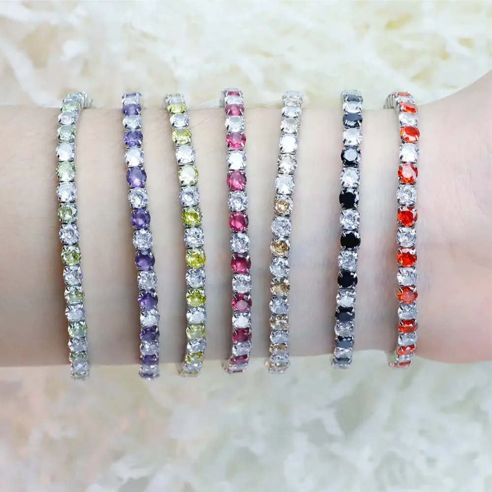 Braccialetto da tennis di design con perline di zircone, bracciale da uomo, catene a filo per donna, braccialetti in argento con cristalli_voghion.com