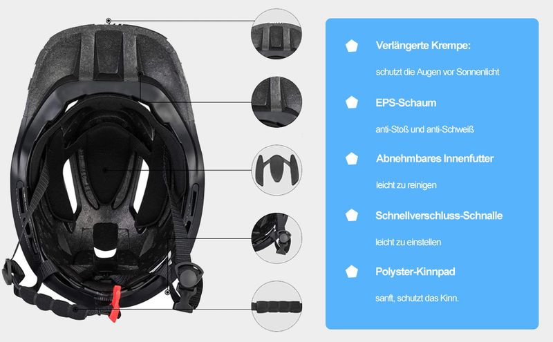 ROCKBROS Fahrrad Kinderhelm Integralhelm Schutzhelm Antischweiß Trenr 48-58CM_voghion.com