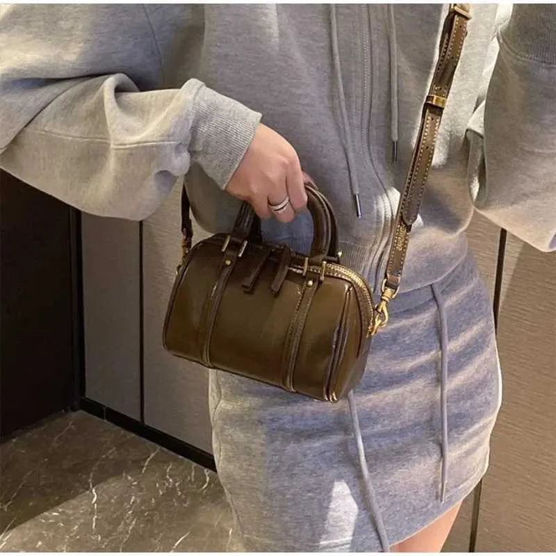 Niche Hand Boston Bags Pro ženy 2025 Retro Módní Dámská Jedno Rameno Crossbody Taška Hovězí Kožené Kabelky S_voghion.com