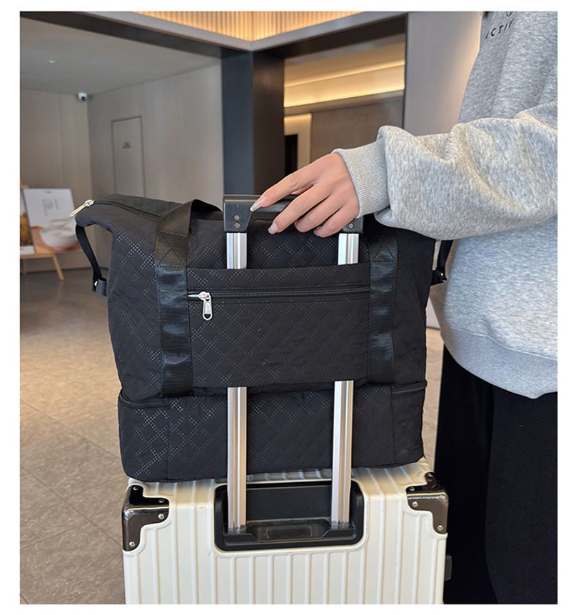 Neue modische trendige Kurzstreckenreise Kleidung aus Oxford-Stoff mit Rautengitter, Handtasche, Geschäftsreise und_voghion.com