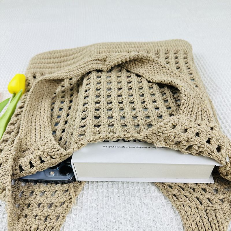 Vintage Hohl Design Gewebte Frauen Schulter Tasche Stricken Große Kapazität Handtaschen Sommer Reise Shopper Tote Für_voghion.com
