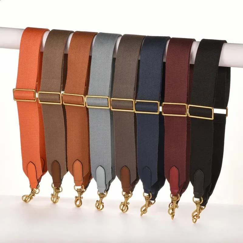 Solid Color 5cm Wide Canvas Fabric Strap Messenger Shoulder Belt In Cowskin Leather Bag Parts Adjustable 240725_voghion.com