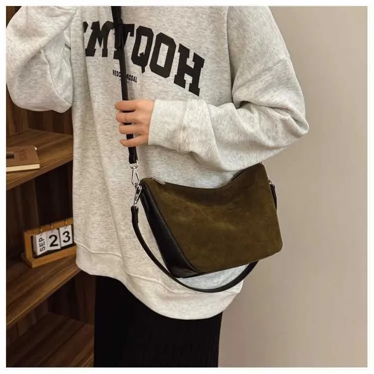 Crossbody Bag Patchwork Pu Leather Satchel Large Shoulder Bag_voghion.com
