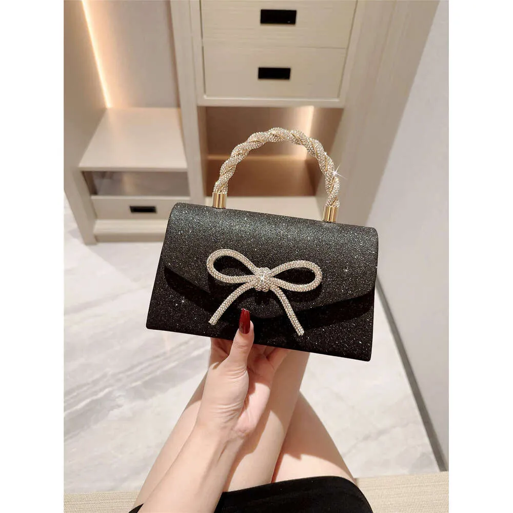 Robe de soirée Pochette polyvalente européenne et américaine Sac à bandoulière pour célébrités Mode Dia Bow Chain Bag_voghion.com
