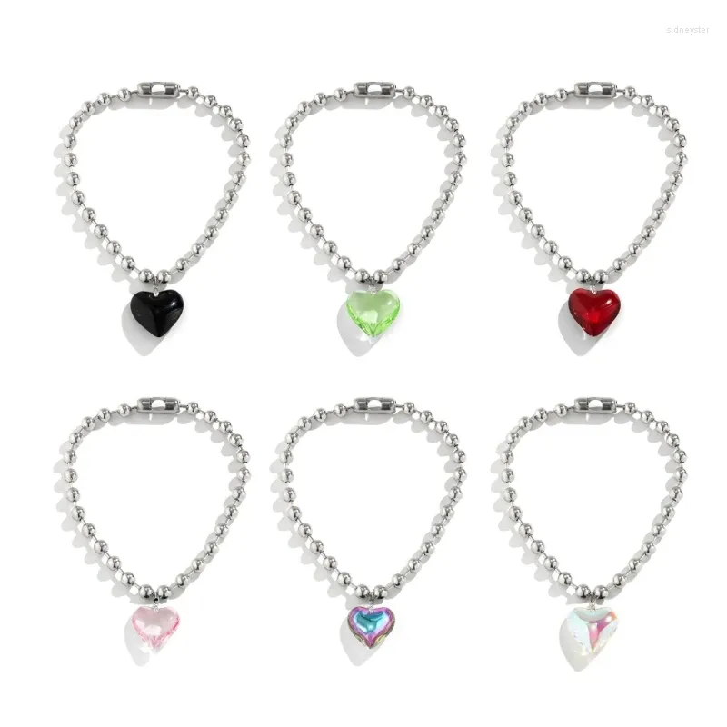 Colliers pendentifs coréens en forme d'amour avec chaîne de perles rondes et cristal, collier ins clavicule, dropshipping_voghion.com