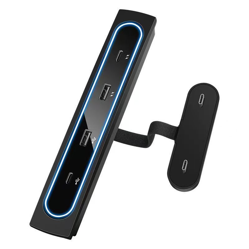 Para Tesla Model 3 Y 2021 2022 27W Cargador rápido Hub de derivación USB Estación de acoplamiento inteligente Adaptador de automóvil Extensión divisora alimentada_voghion.com