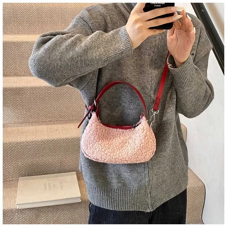 Women Fashion Lamb Fleece Mini Handbag Solid Soft Casual Crossbody Pack Female Versatile Leisute Cute Messenger Shoulder_voghion.com