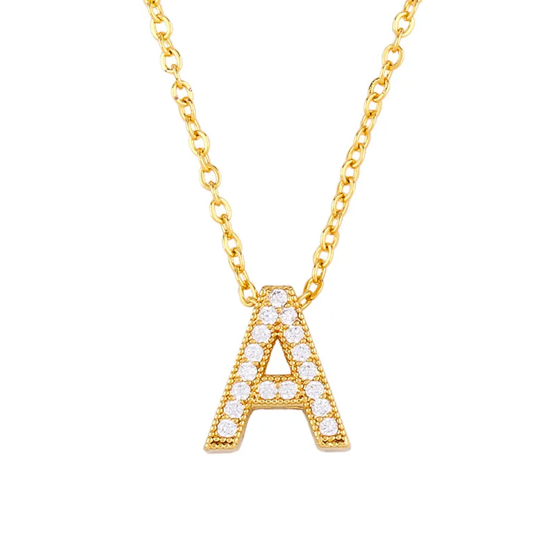 Initial Letter Necklace Pendant Gold Alphabet A To Z Personalised_voghion.com