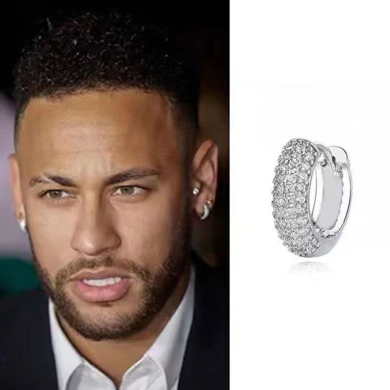 Orecchini in zircone di Neymar per uomo, leggeri, ruffiani, belli, di alta qualità, orecchini a clip, hip hop femminile_voghion.com