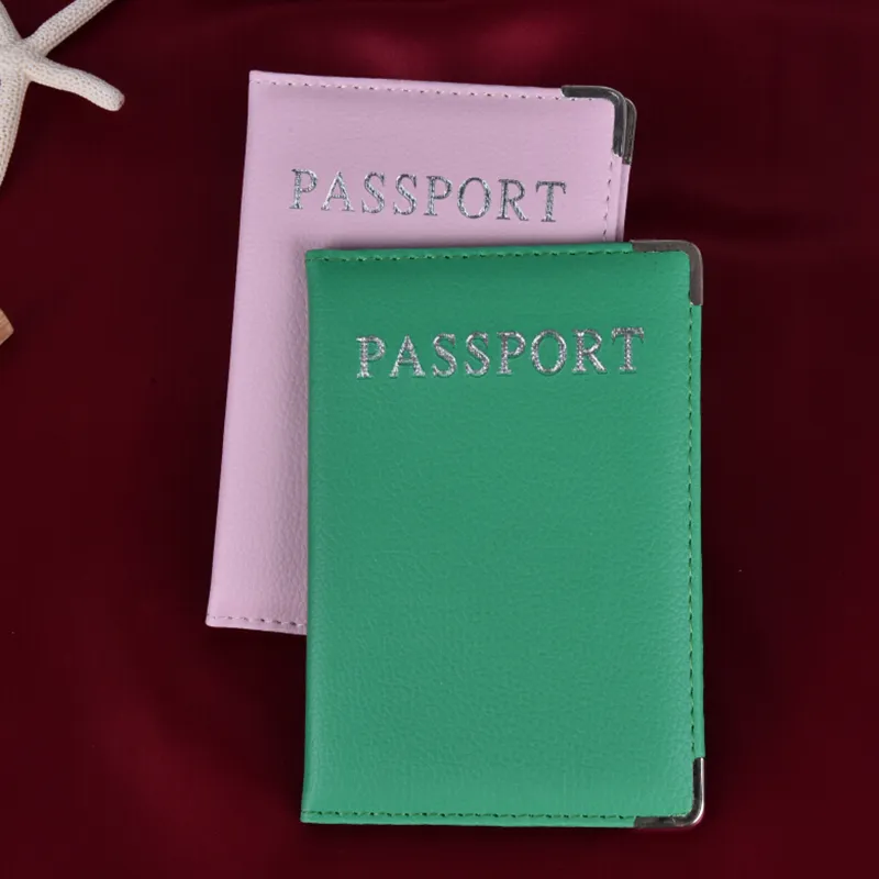 1 peça capas casuais de couro sintético porta-cartão de identidade de viagem capa protetora para passaporte_voghion.com
