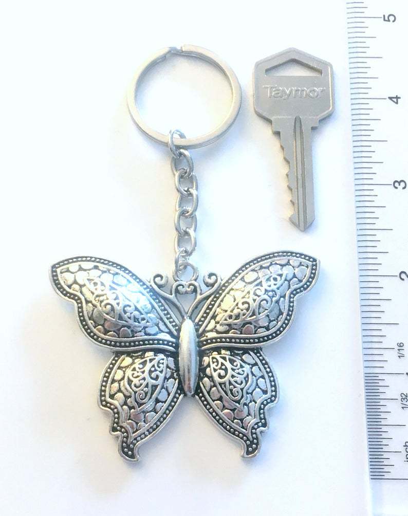 Catena a sfere da donna con ciondolo a farfalla carino, placcato in argento, portachiavi_voghion.com