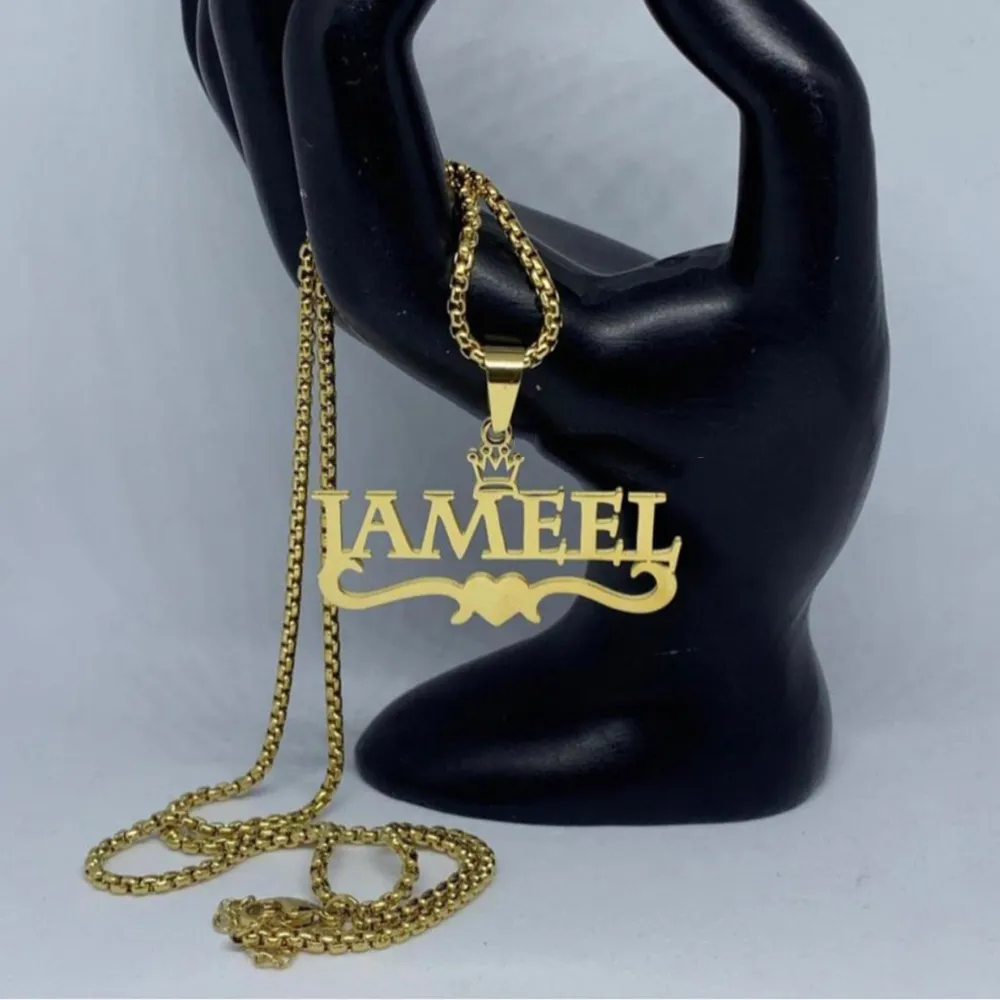 Collana con ciondolo con nomi personalizzati in acciaio inossidabile, gioielli personalizzati, catena cubana_voghion.com
