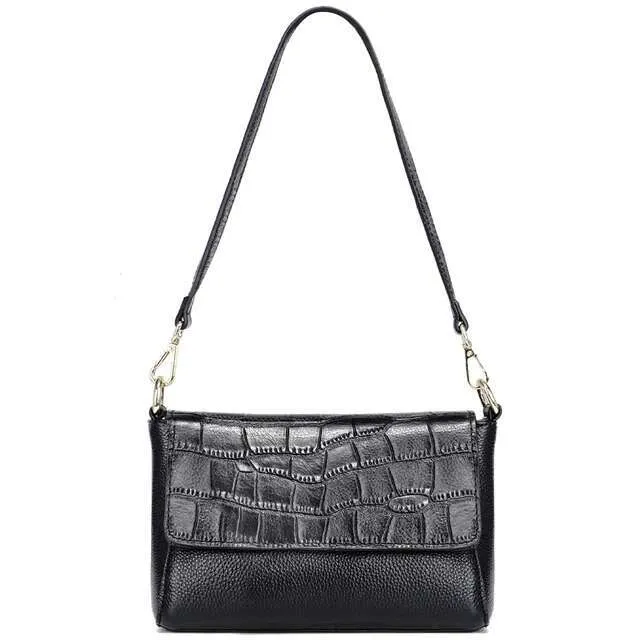 Zncy Piccola Borsa a Tracolla in Lathr per Donna con Motivo a Alligatore Borsa a Mano con Due Tracolle Simpl Fashion Ladis_voghion.com