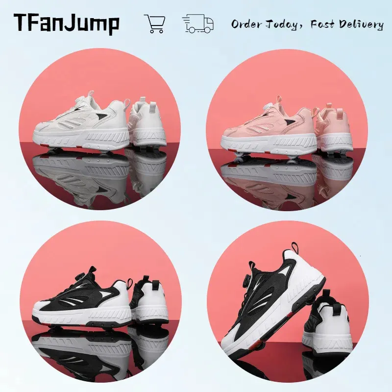 Patins de 4 rodas Deformation Double Row com rodas Tênis de skate de dupla finalidade 240701_voghion.com