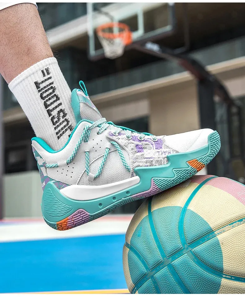 Siatkowe czarne męskie trampki Cut Mid damskie amortyzowane antypoślizgowe buty do koszykówki na zewnątrz buty sportowe_voghion.com