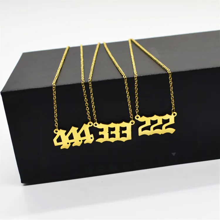 Collane con ciondolo 111 222 333 444 555 777 888 999 666 Collana con lettera del diavolo in acciaio inossidabile con ciondoli con numeri angelici minimalisti_voghion.com