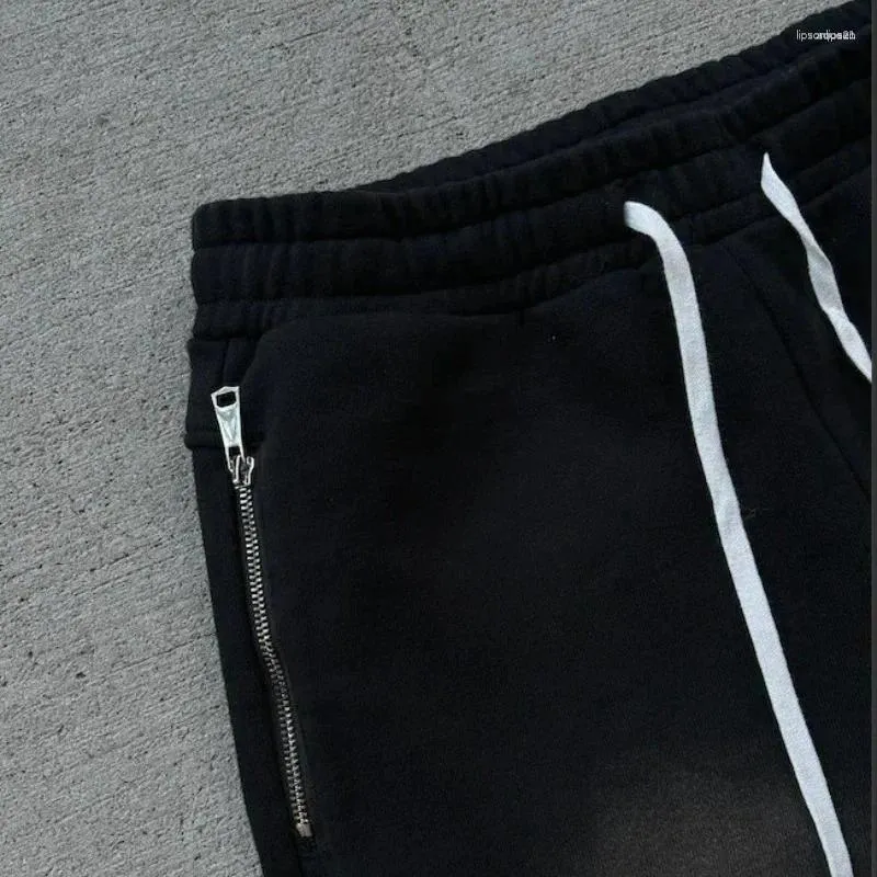 Pantaloni da uomo Y2K, retrò, larghi, gotici, casual, con cerniera, decorazione, hip hop, punk, streetwear, oversize, in cotone, dritti_voghion.com