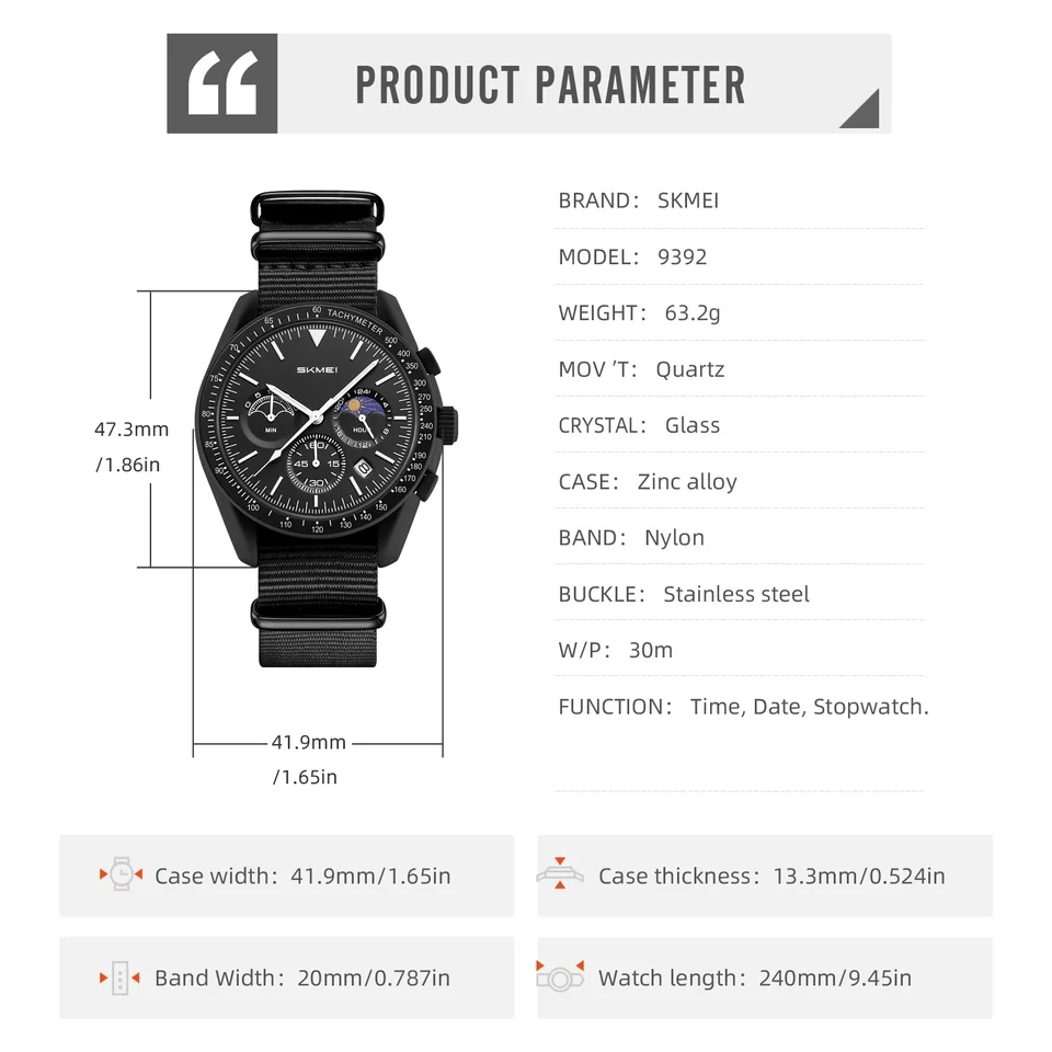Herren Chronograph Quarzuhr Mit Mond- Und Sonnenanzeige_voghion.com