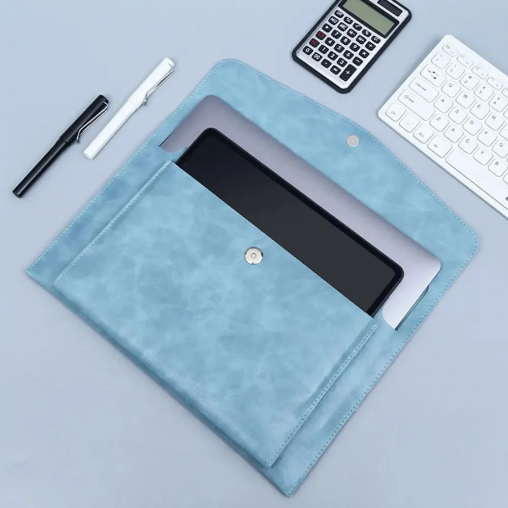 Designer A4 File Folder Large Capacity Document Bag Business Briefcase Magnetic Button Waterproof Laptop Cases Office_voghion.com