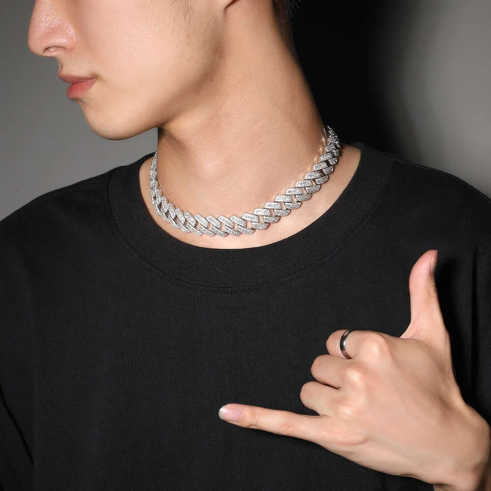 Nova hip-hop 20 mm široka GRA Moissanite diamantna zlata sterling Sier kubanska verižica za moške hip hop ogrlica_voghion.com