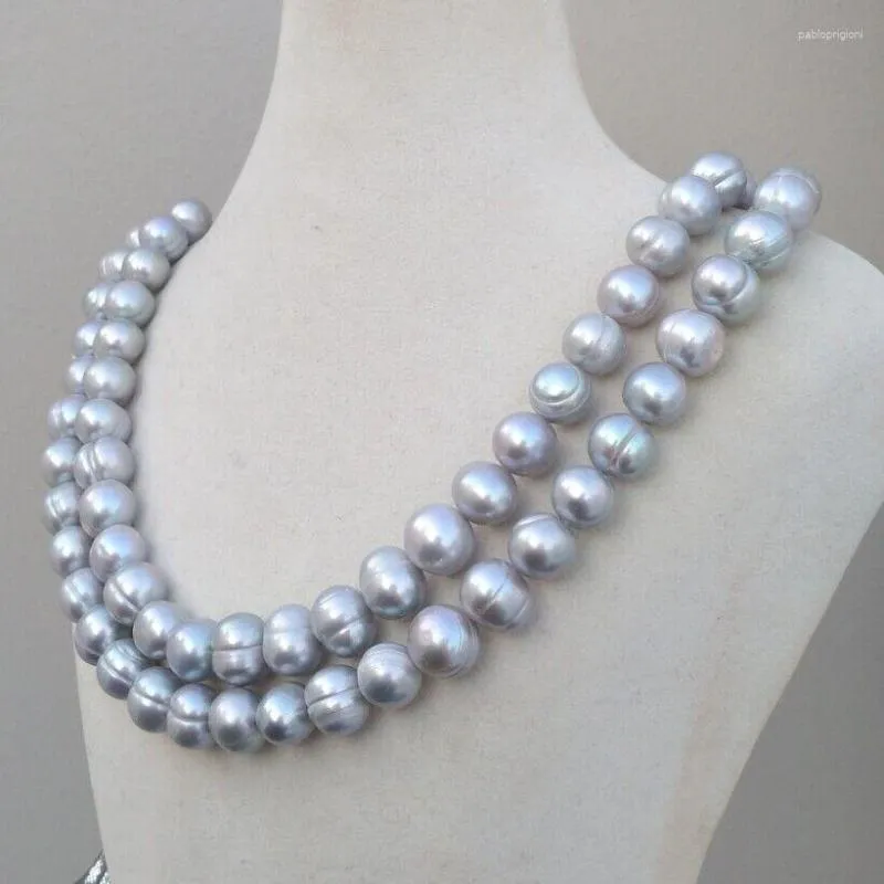 Collier baroque en perles grises des mers du Sud de 11 à 12 mm, 35 pouces_voghion.com